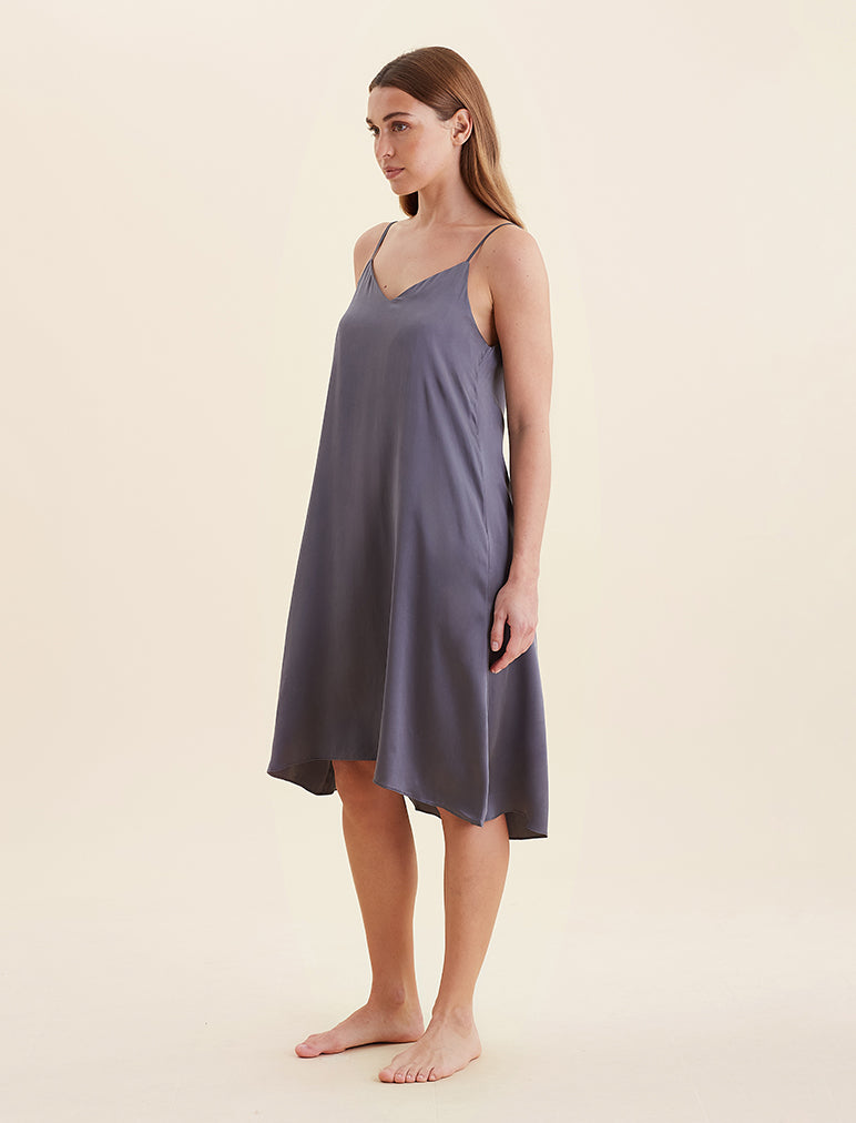 Papinelle Washable Silk Slip Nightie in Slate