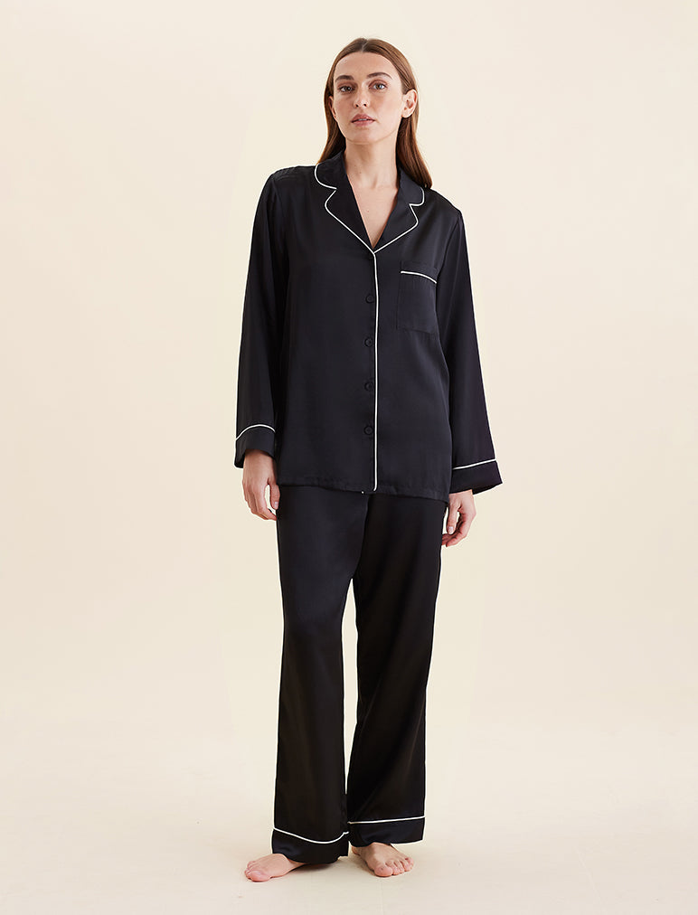 Papinelle | Washable Silk Piped PJ in Black – Papinelle Sleepwear AU