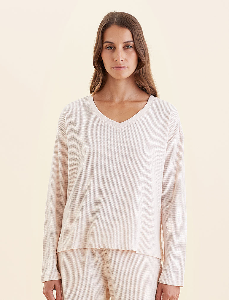 Super Soft Waffle V-Neck Top