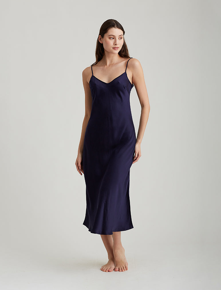 Navy silk hot sale slip