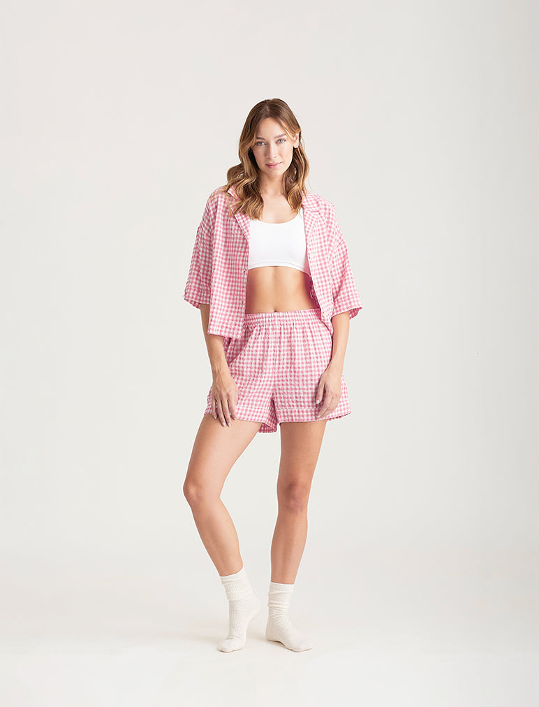 Seersucker Gingham Boxer PJ Set