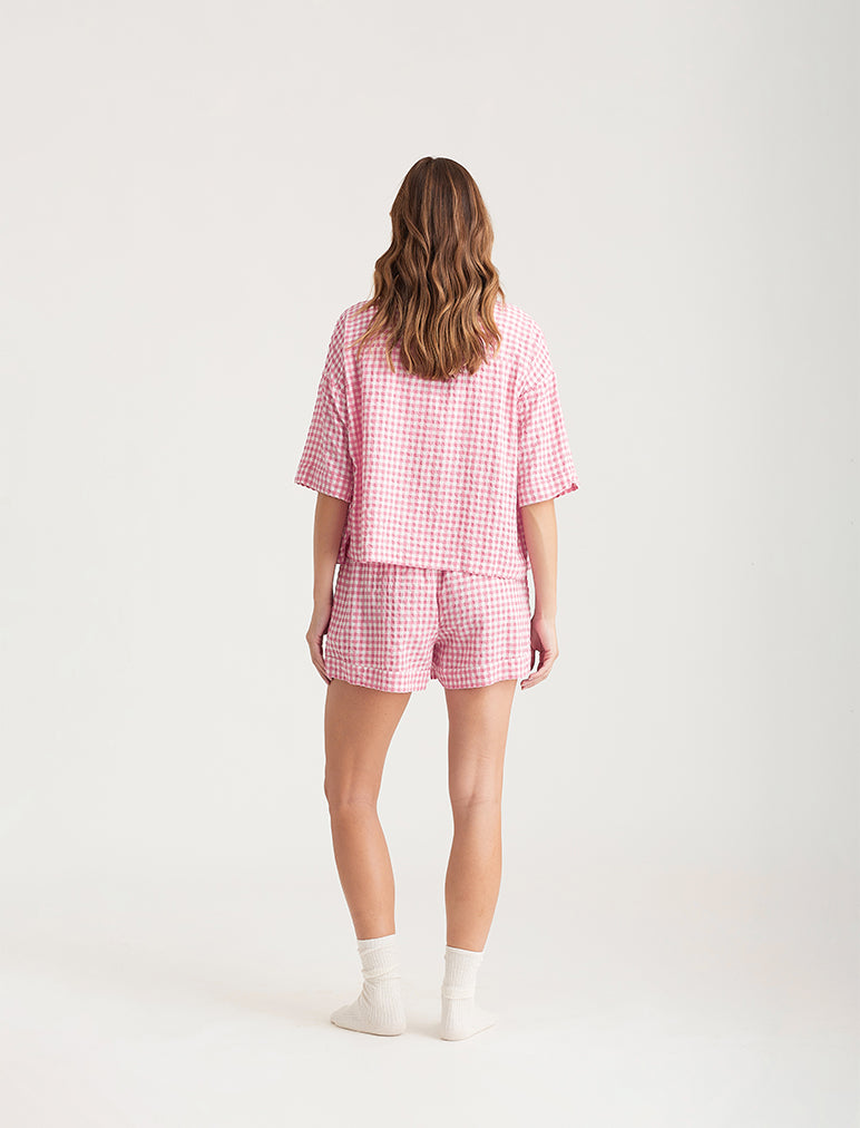 Seersucker Gingham Boxer PJ Set