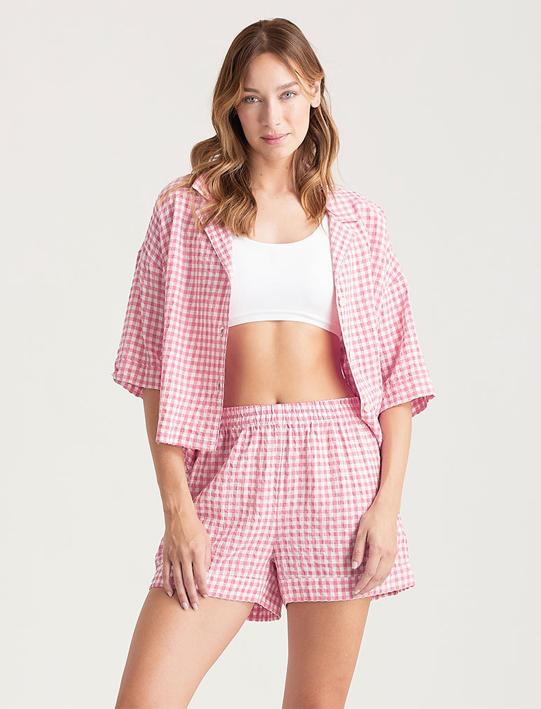 Seersucker Gingham Boxer PJ Set