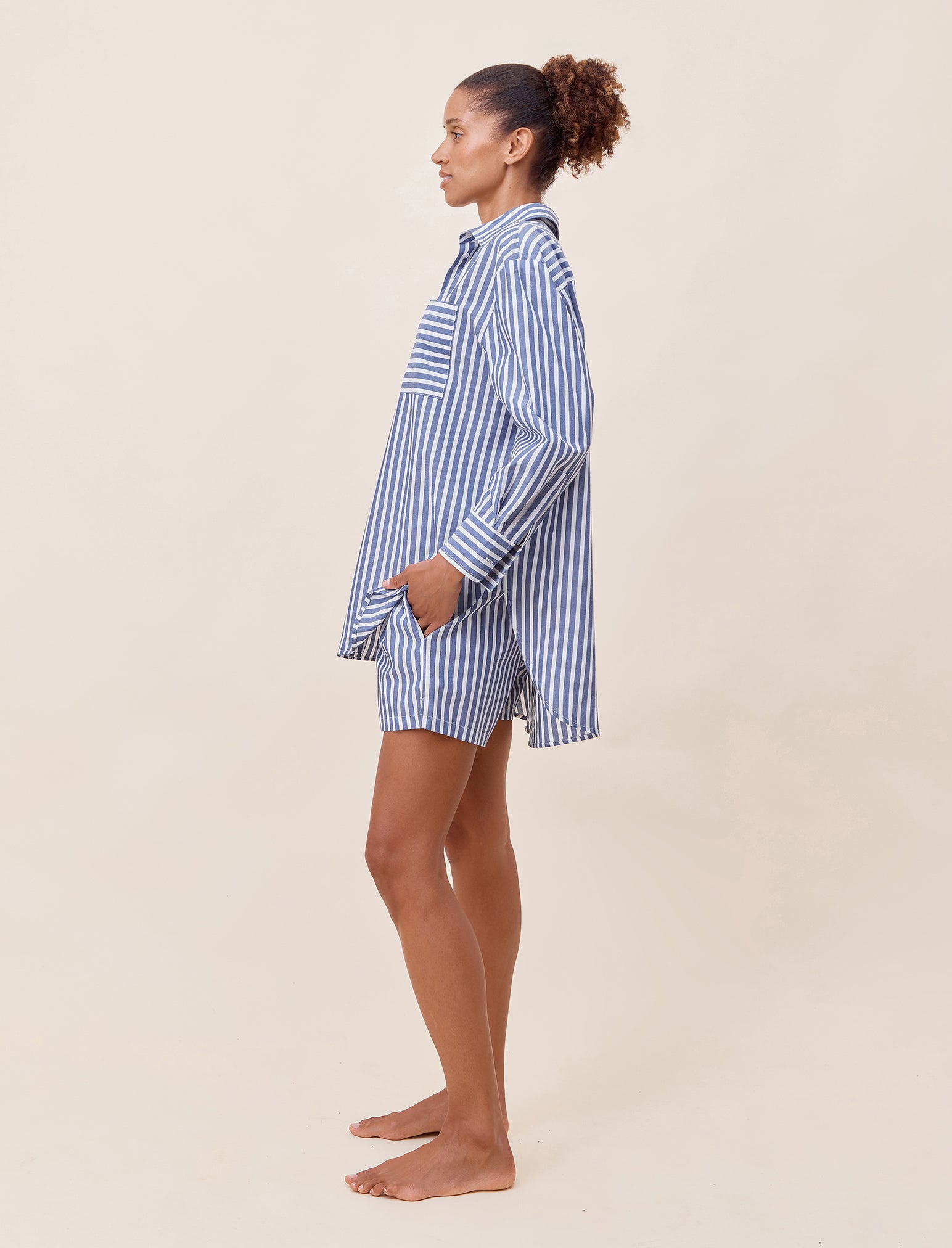 Cotton Stripe Shirting Boxer PJ Set