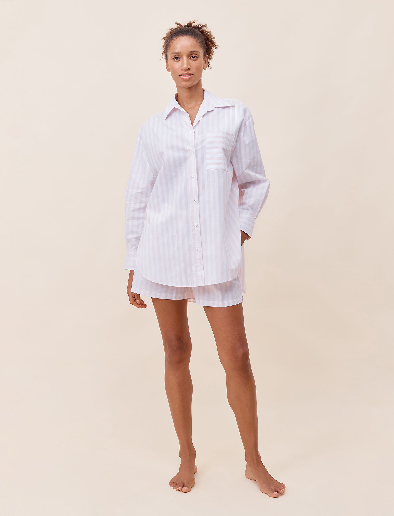 Cotton Stripe Shirting Boxer PJ Set