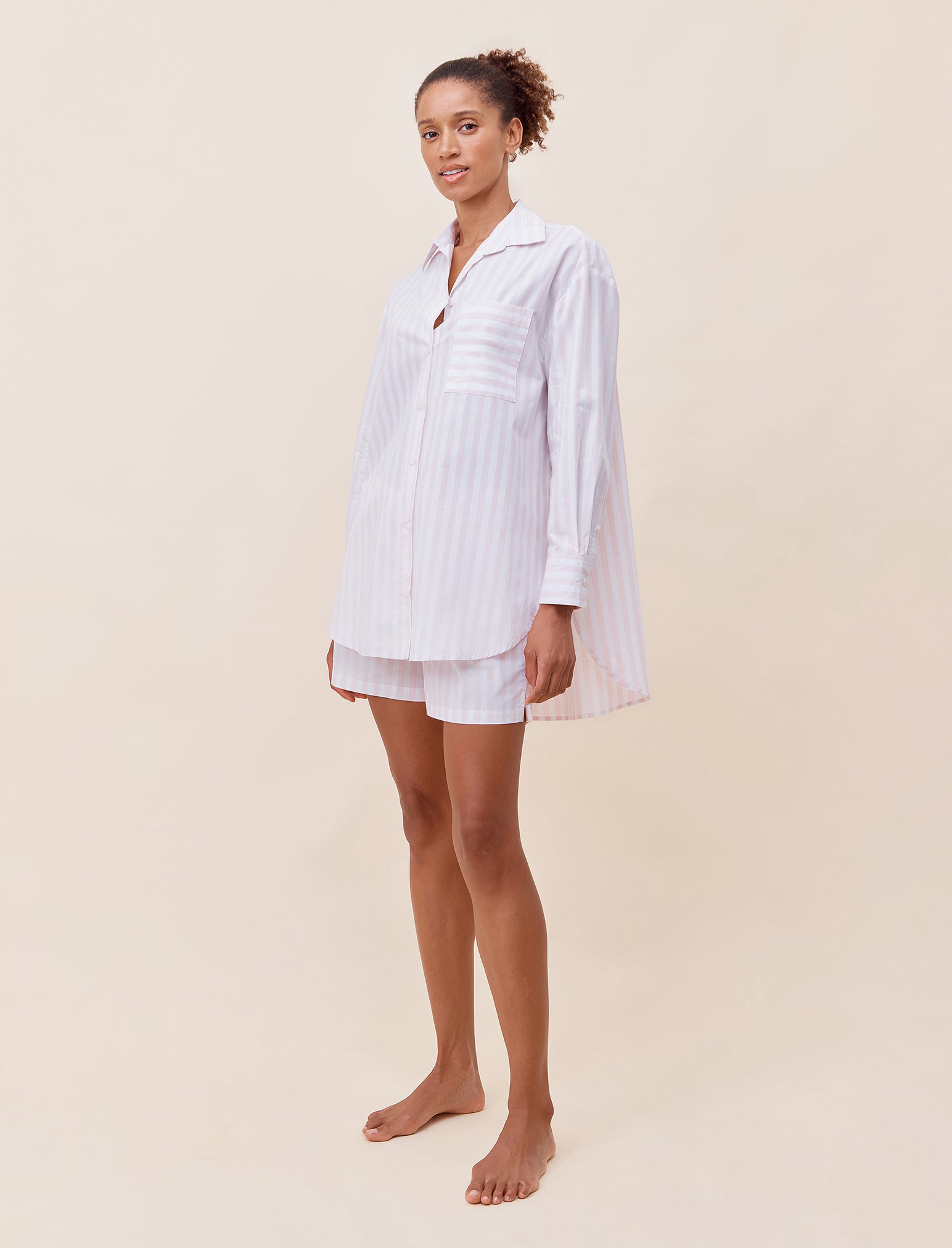 Cotton Stripe Shirting Boxer PJ Set