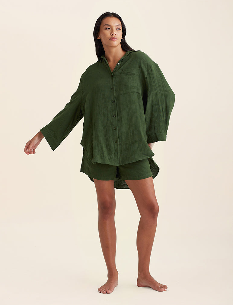 Ashley Textured Cotton Oversized Shirt