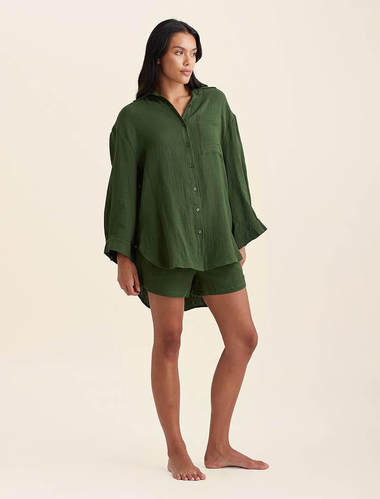 Ashley Textured Cotton Oversized Shirt