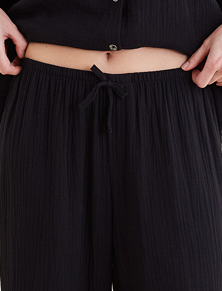 Ashley Textured Cotton Wide Leg Pant