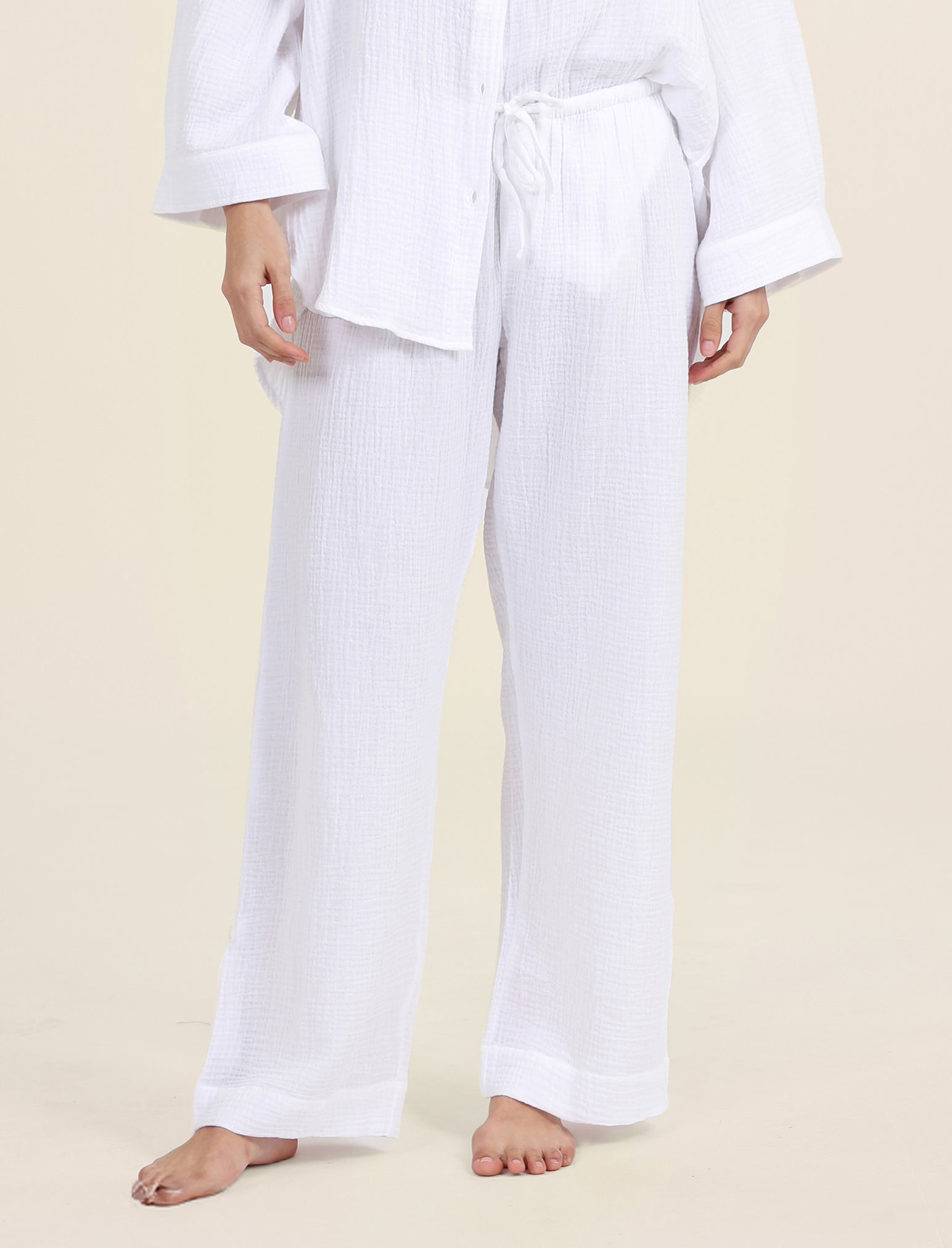 Ashley Textured Cotton Wide Leg Pant