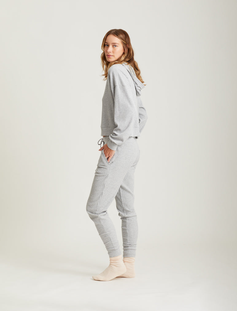 Cosy Winter Rib Crop Hoodie