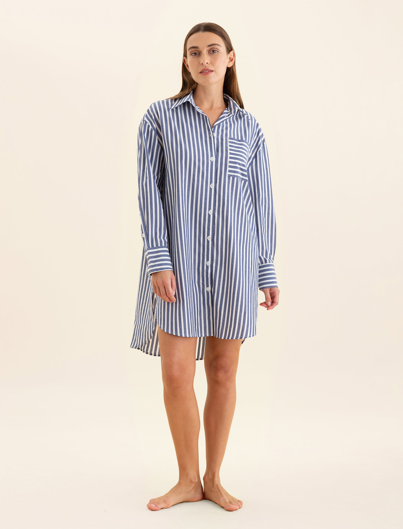 Cotton Stripe Shirting Nightshirt