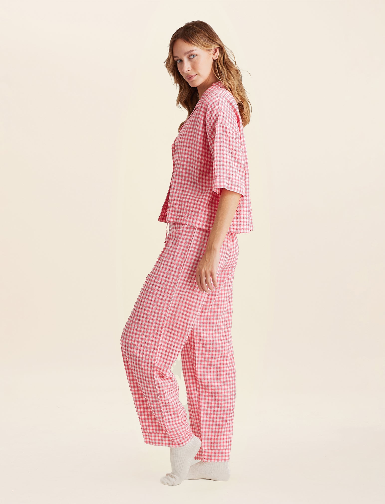 Seersucker Gingham Short Sleeve PJ Set