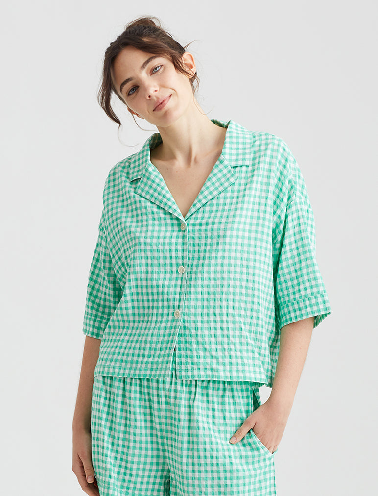 Seersucker Short Sleeve Shirt Papinelle Sleepwear AU