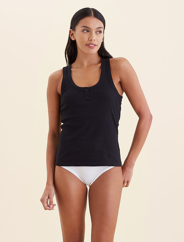 Milla Rib Shelf Bra Henley Tank