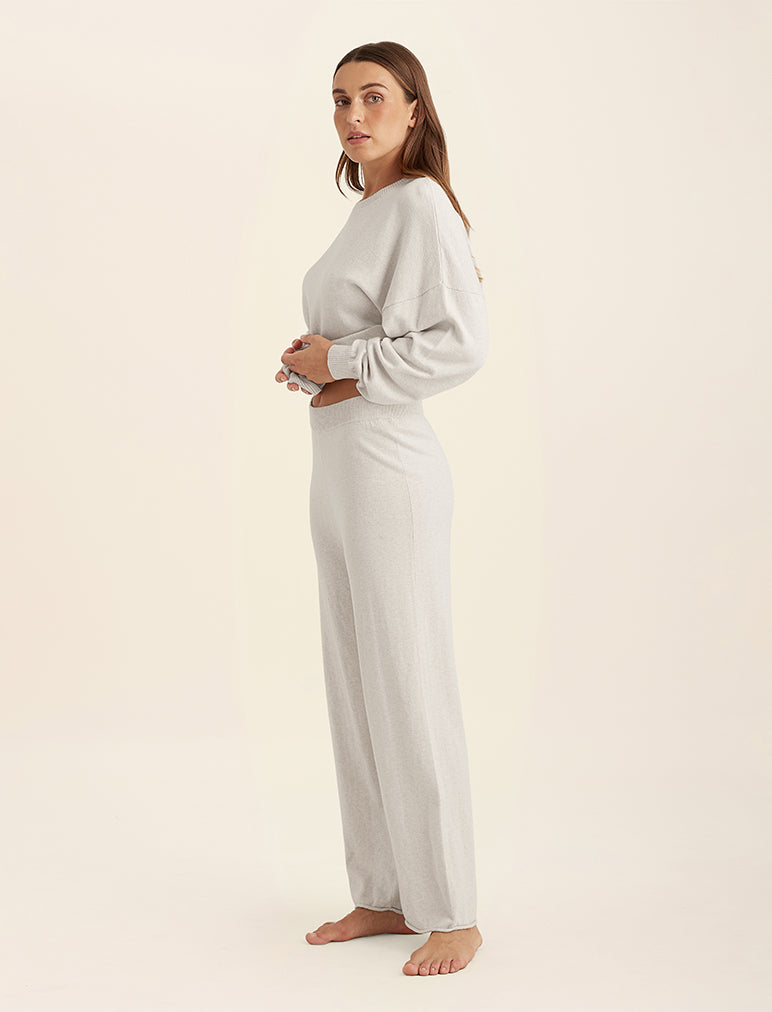 Cotton Cashmere Straight Leg Pant