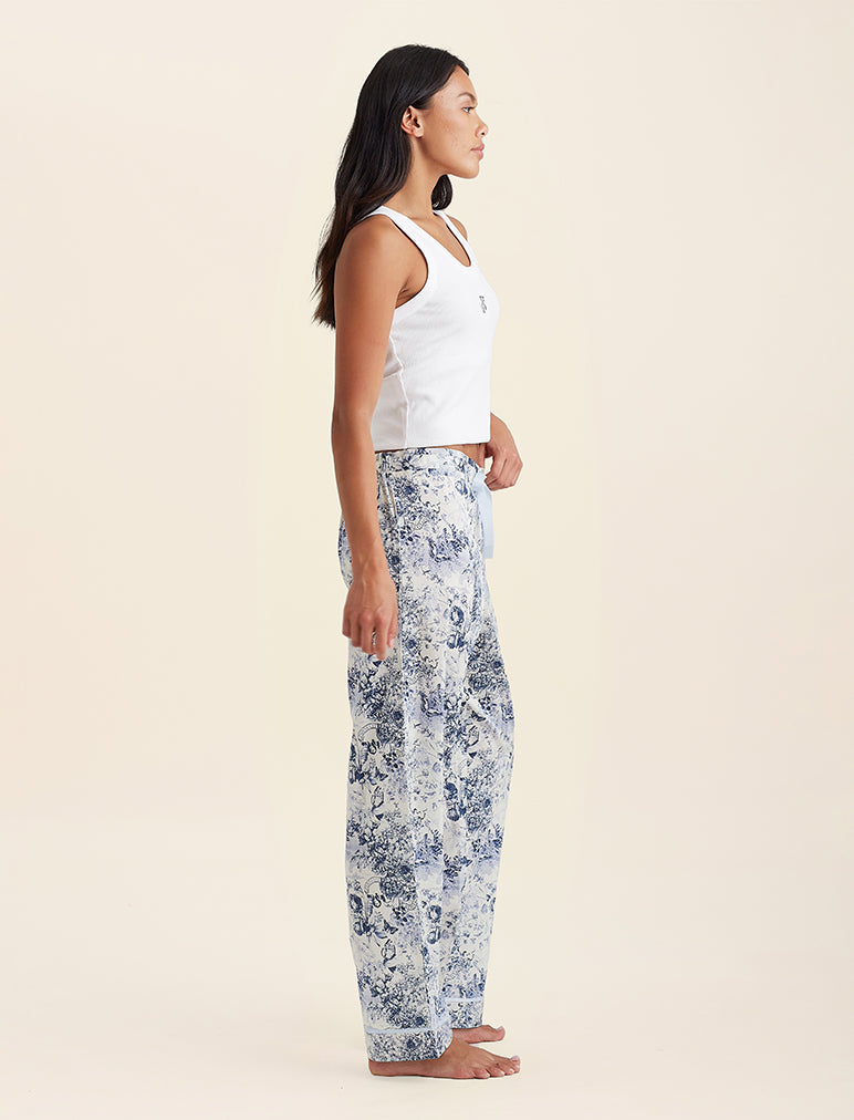 Toile De Jouy Straight Leg Full Length Pant