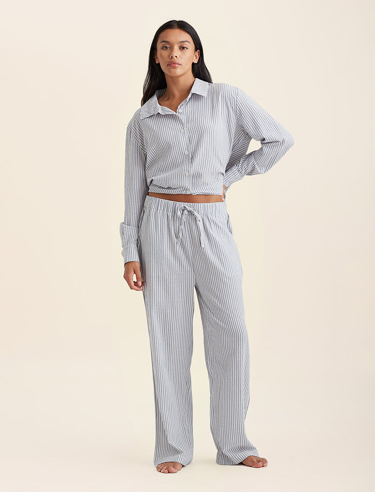 Sabine Seersucker Stripe Full Length Pant