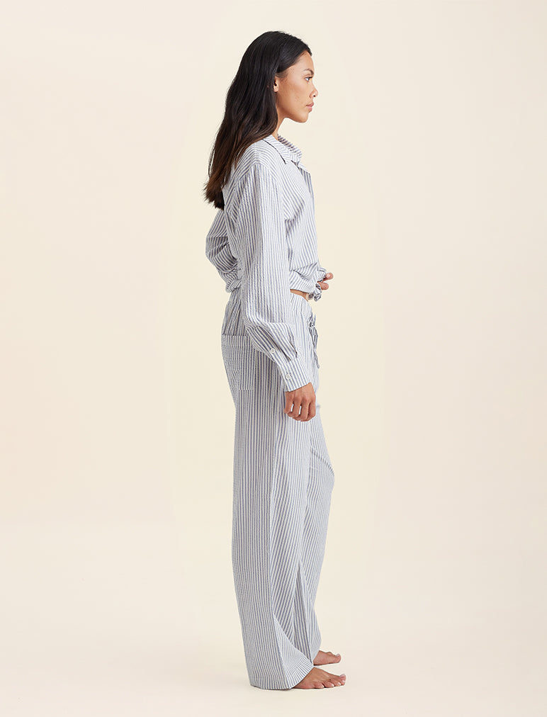 Sabine Seersucker Stripe Full Length Pant