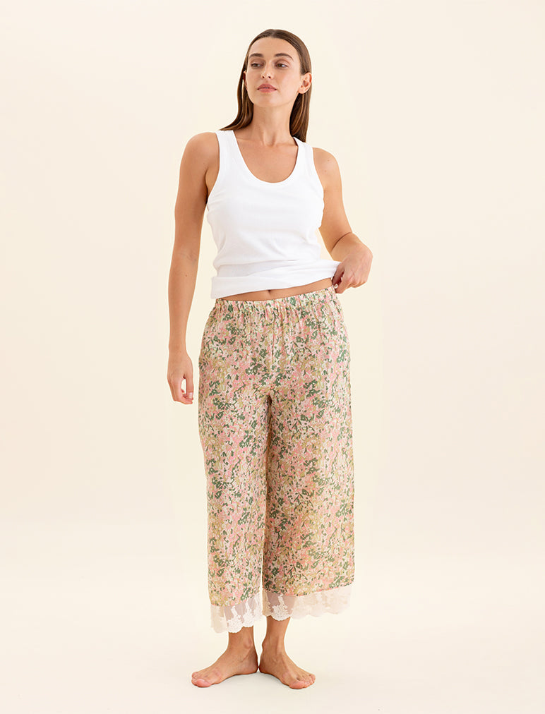 Adeline Lace Trim Crop Pant