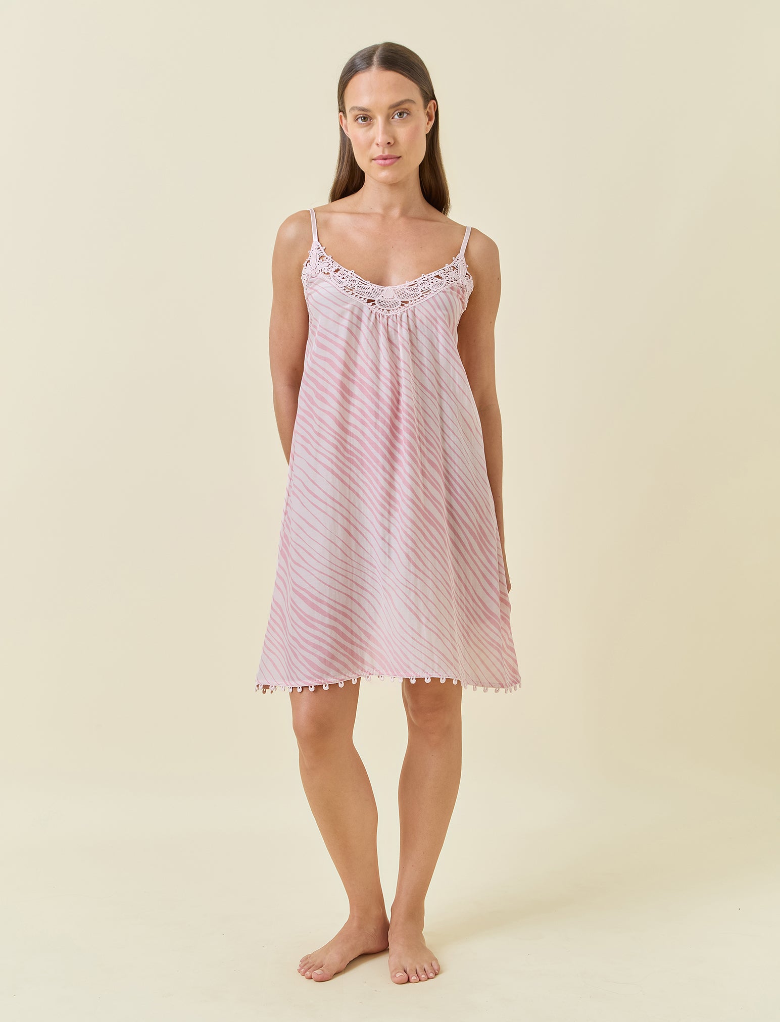 Zebra Lace Front Midi Nightie