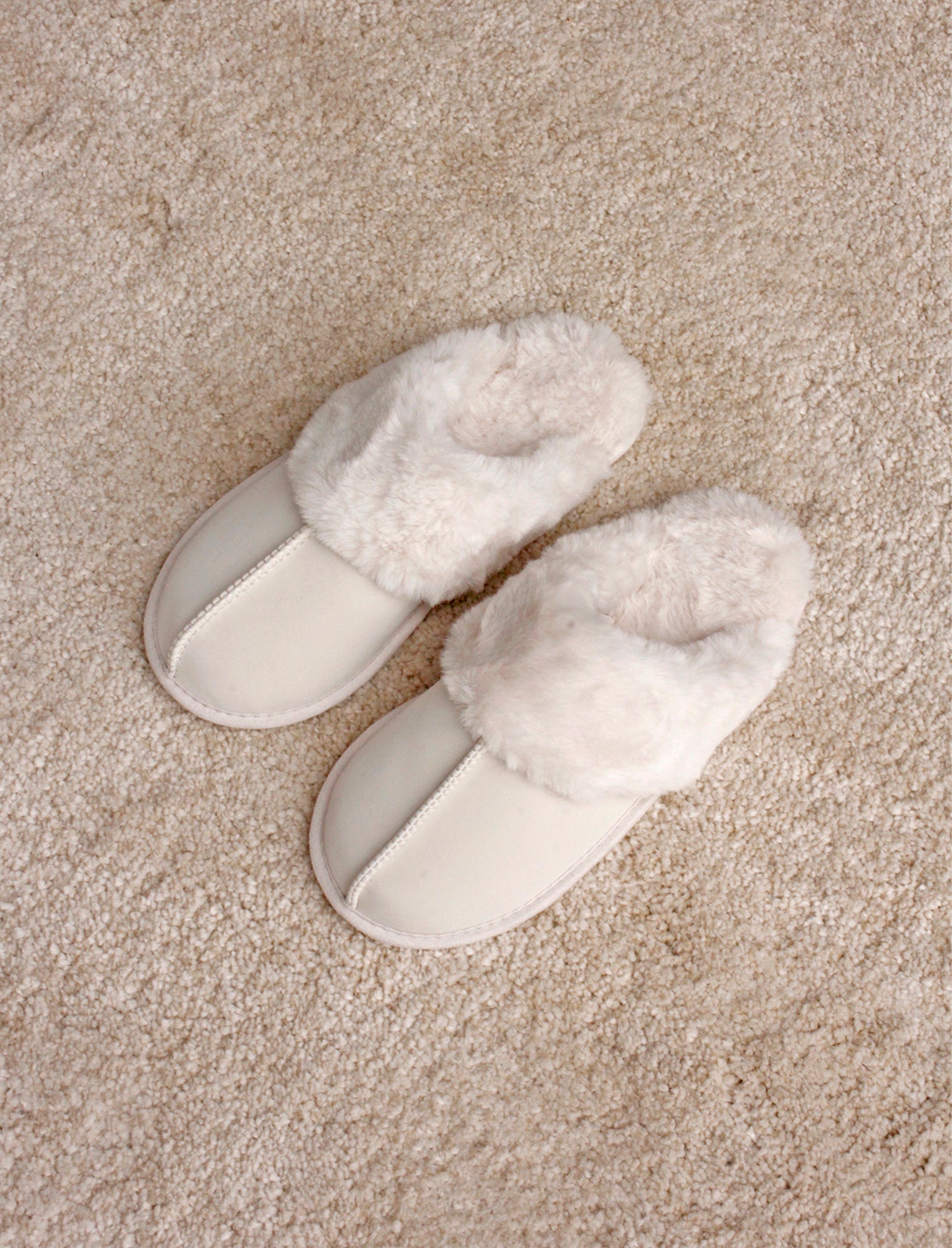 Fur Trim Suedette Slides