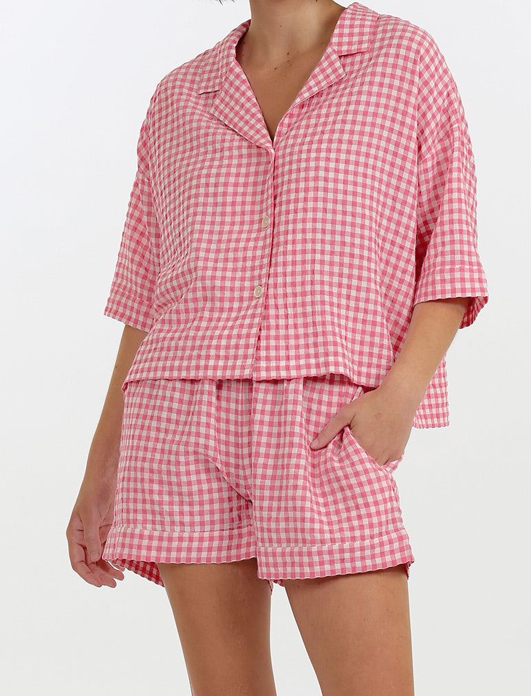 Seersucker Gingham Boxer PJ Set